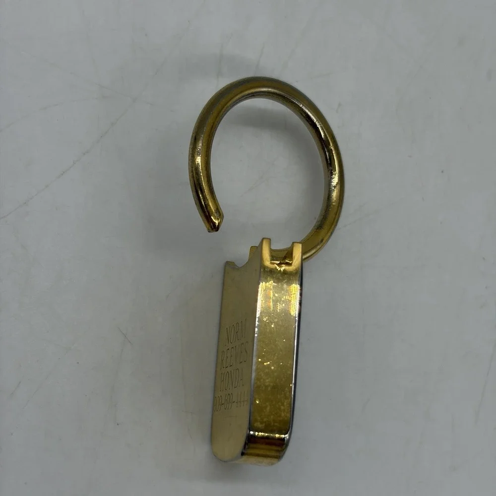 Vintage Honda Keychain Black & Gold Norm Reeves Honda Cerritos California